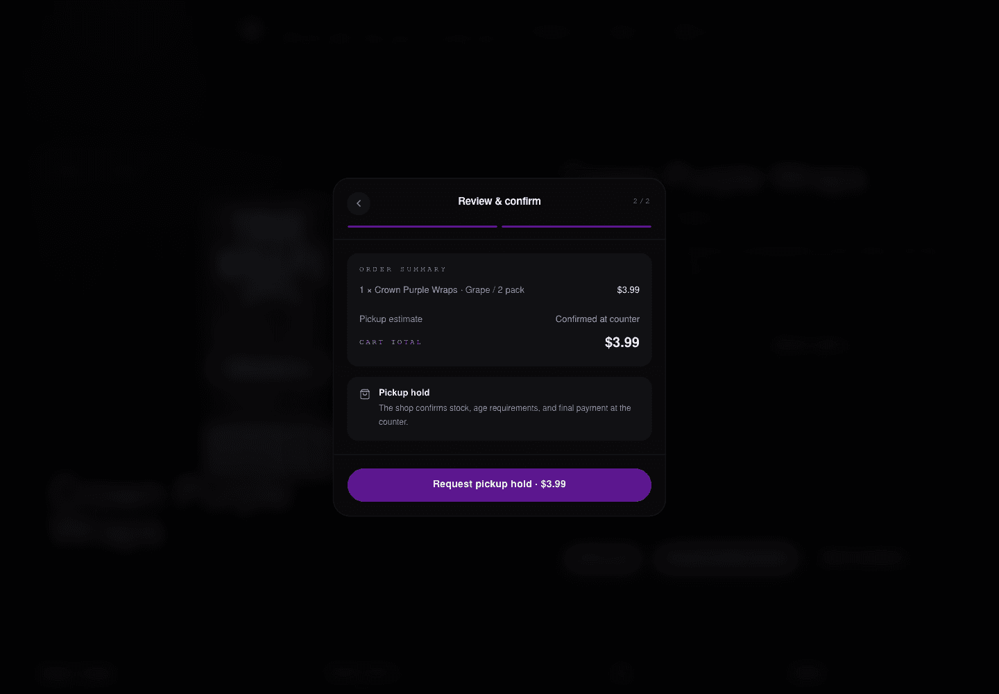Checkout review step after continuing