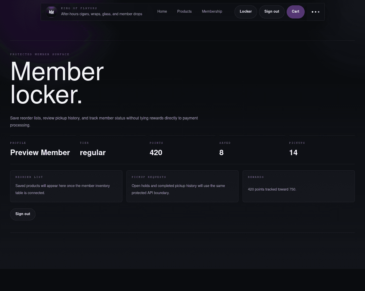Member locker desktop