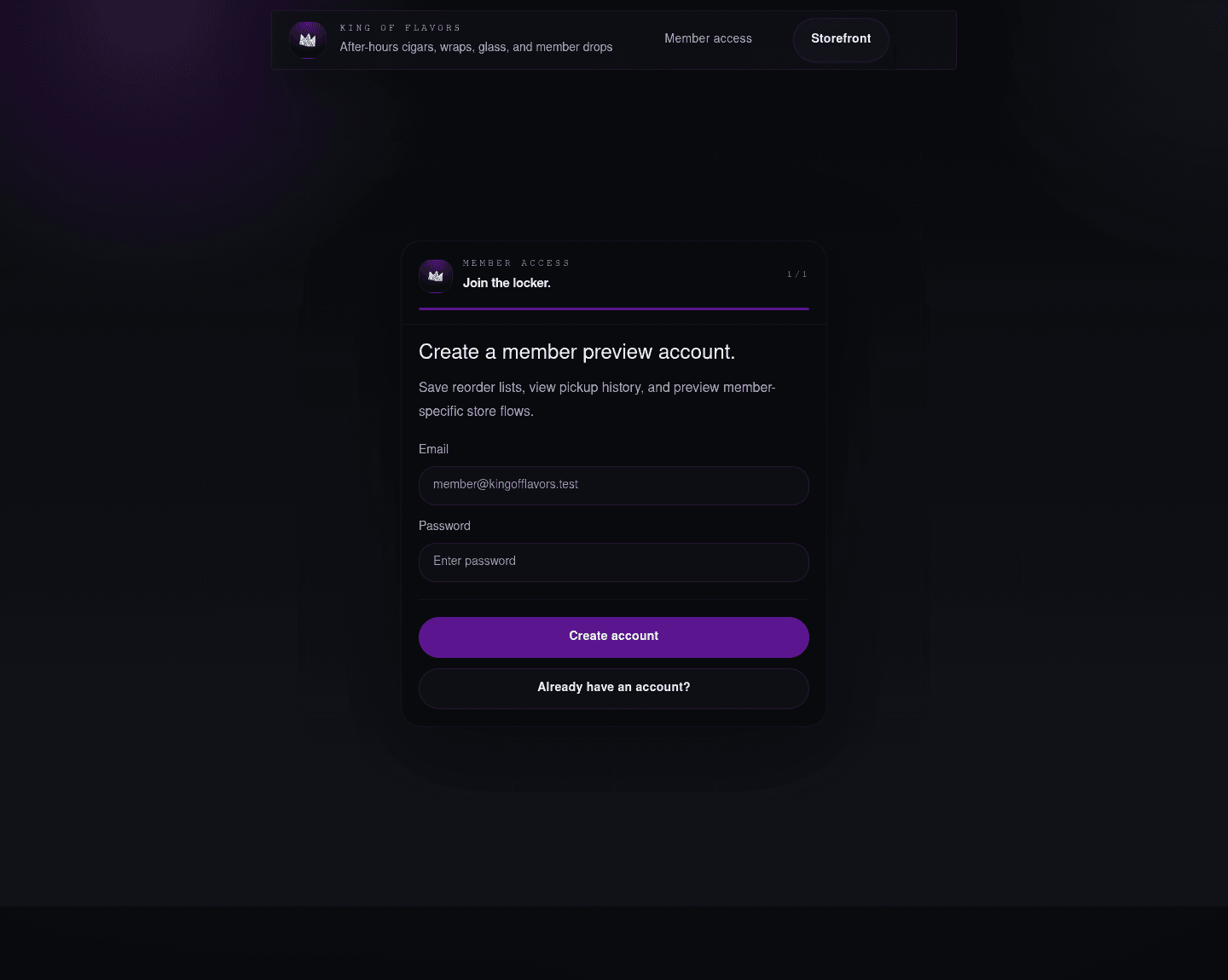 Signup desktop